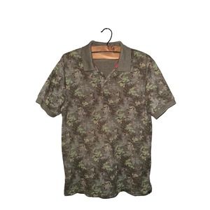 Eddie Bauer Mens Polo Shirt Pullover Short‎ Sleeve Collared Floral Brown Size M